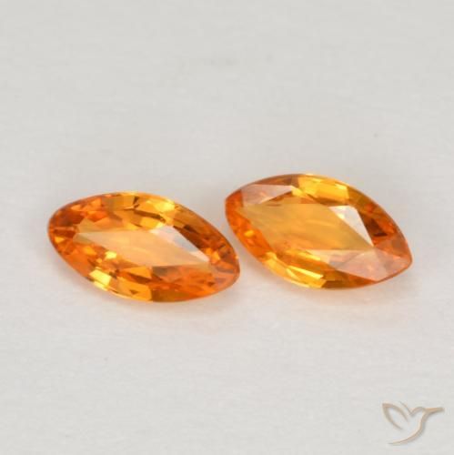 Pedras preciosas de Safira Laranja brilhante natural de 0.39 ct, Marquesa, VVS-VS