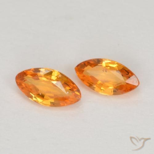 Pedras preciosas de Safira Laranja brilhante natural de 0.39 ct, Marquesa, VVS-VS