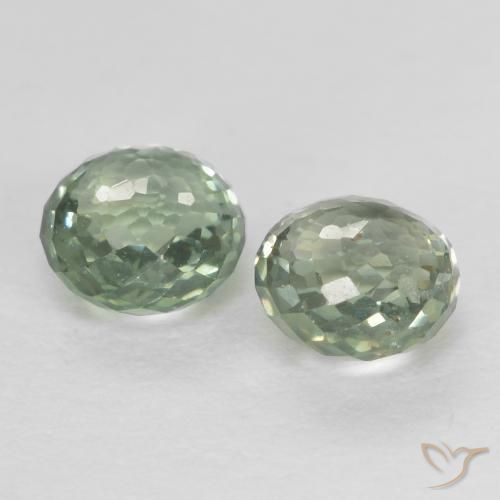 Pedras preciosas de Safira Verde acinzentado natural de 0.91 ct, Redondo, VS