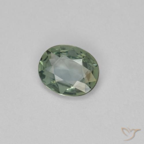 Safira cinza esverdeado Natural 0.59ct, oval, VVS-VS