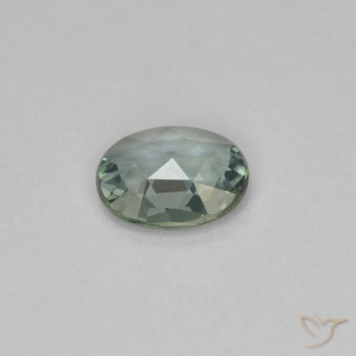 Safira cinza esverdeado Natural 0.59ct, oval, VVS-VS