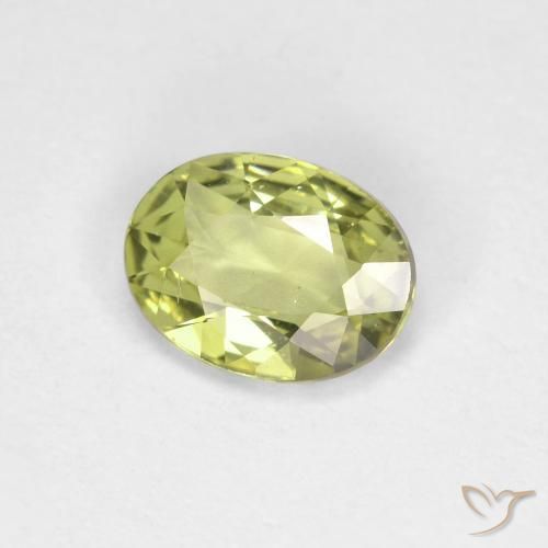 Safira Verde amarelado Natural 0.79ct, oval, VS