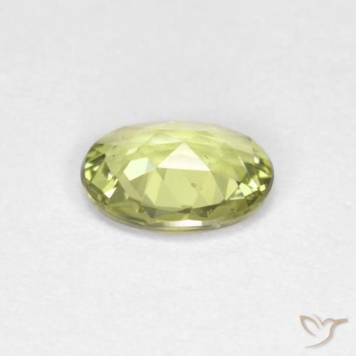 Safira Verde amarelado Natural 0.79ct, oval, VS