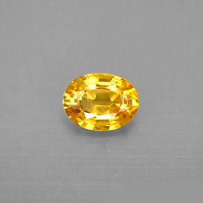 Safira amarelo natural 1,31ct, corte oval, VVS-VS