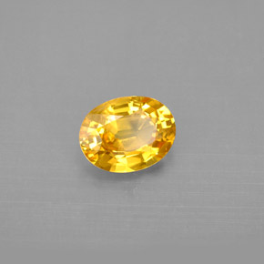 Safira amarelo natural 1,31ct, corte oval, VVS-VS