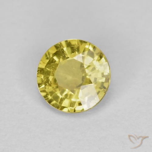 Safira amarelo médio Natural 0.42ct, Redondo, VS