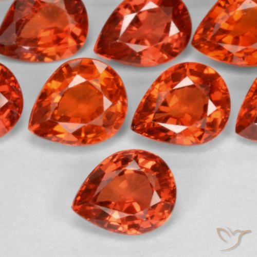 Safira laranja solta de 0,43 quilates, corte de pêra de 5,2 x 4,1 mm da Tanzânia, Photo A
