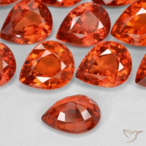 Safira Fogo vermelho Natural 0.43ct, Formato de pêra, VVS-VS