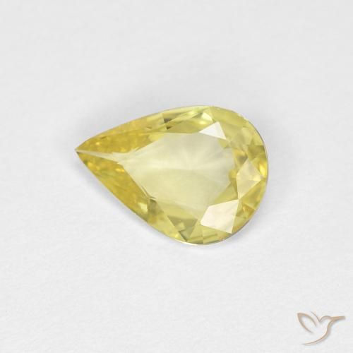 Safira Luz amarela Natural 0.45ct, Formato de pêra, VVS