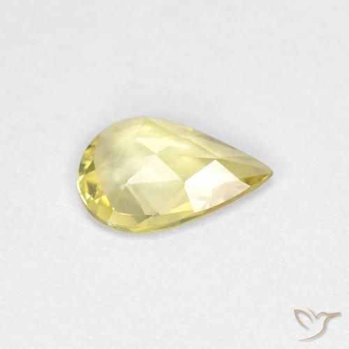 Safira Luz amarela Natural 0.45ct, Formato de pêra, VVS