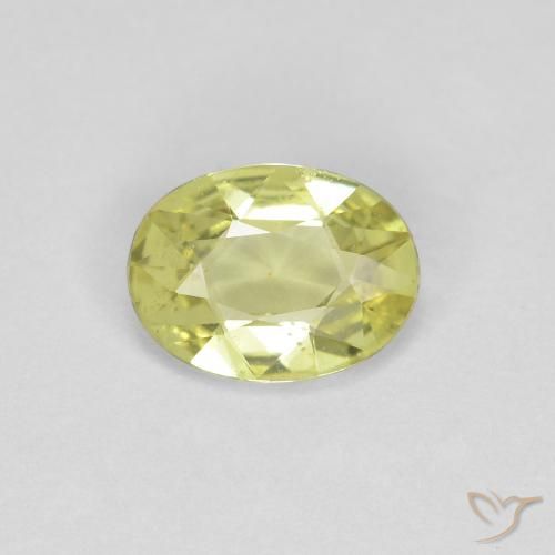 0.66ct Natural Amarelo Esverdeado Claro Safira, oval, VS