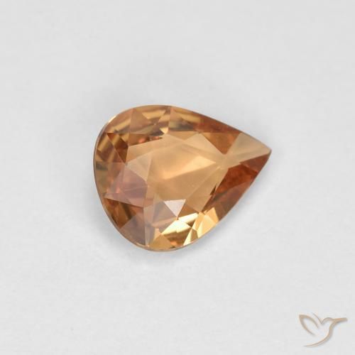 Safira Laranja Dourado Natural 0.46ct, Formato de pêra, VVS-VS