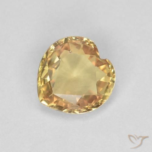 0.43ct Natural Dourado Safira, Coração, VVS