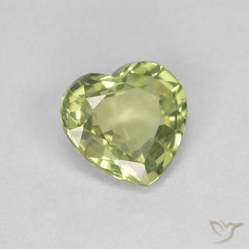 Safira Verde oliva Natural 0.39ct, Coração, VVS
