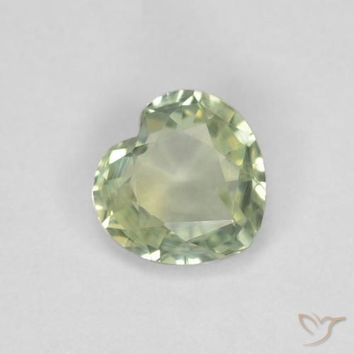 Safira Verde Sábio Claro Natural 0.37ct, Coração, VVS
