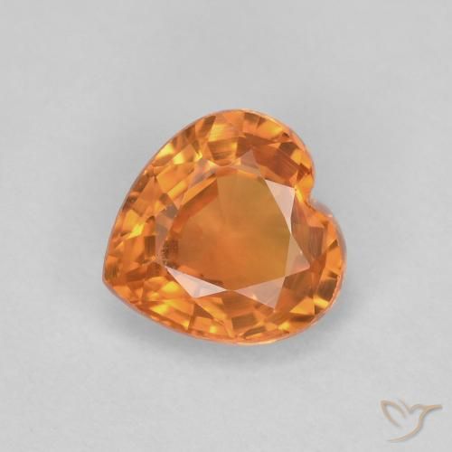 0.48ct Natural Laranja brilhante Safira, Coração, VVS