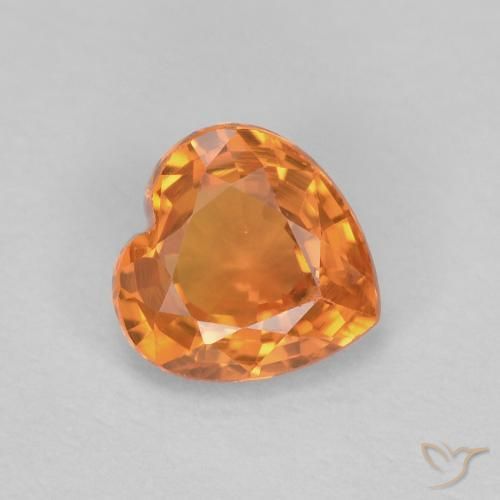 Safira Laranja brilhante Natural 0.48ct, Coração, VVS