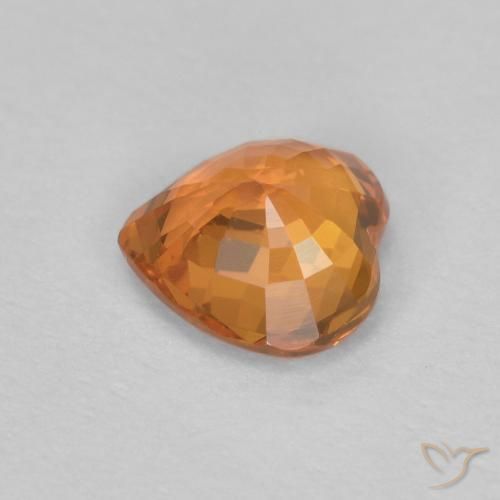 Safira Laranja brilhante Natural 0.48ct, Coração, VVS
