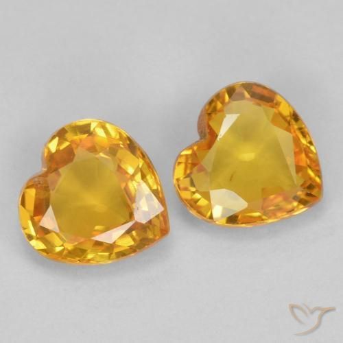 Pedras preciosas de Safira Dourado Escuro natural de 0.85 ct, Coração, VVS