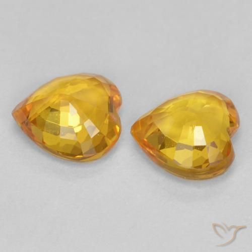 Pedras preciosas de Safira Dourado Escuro natural de 0.85 ct, Coração, VVS