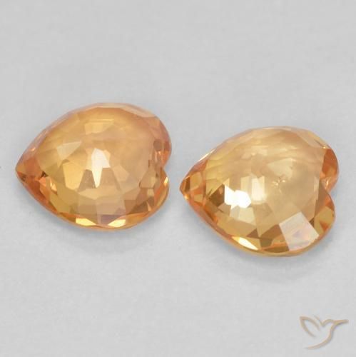 Pedras preciosas de Safira Laranja Intenso natural de 0.72 ct, Coração, VS