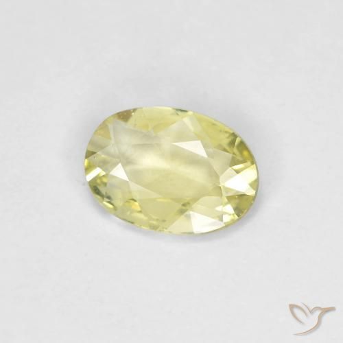 Safira Amarelo claro médio Natural 0.36ct, oval, VVS-VS