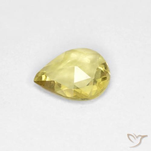 Safira amarelo médio Natural 0.39ct, Formato de pêra, VS
