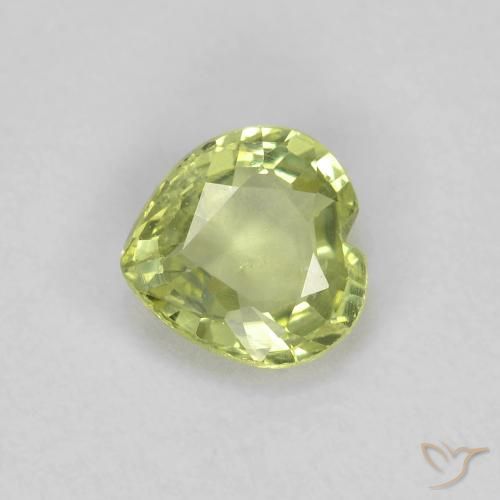 0.40ct Natural Amarelo verde Safira, Coração, VS