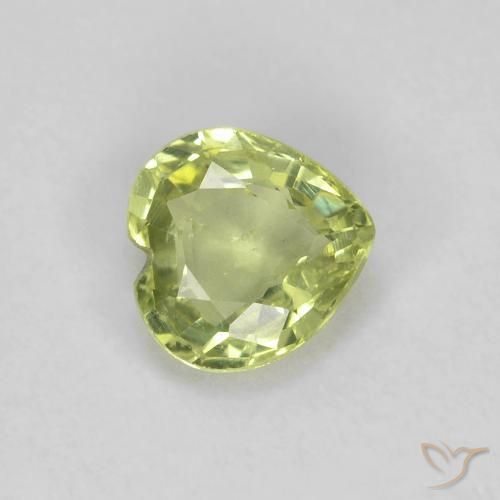 Safira Amarelo verde Natural 0.40ct, Coração, VS
