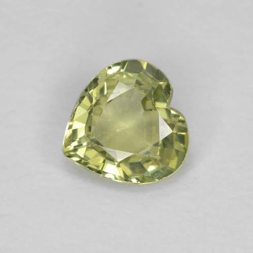 Safira Verde oliva Natural 0.36ct, Formato de coração, VVS-VS