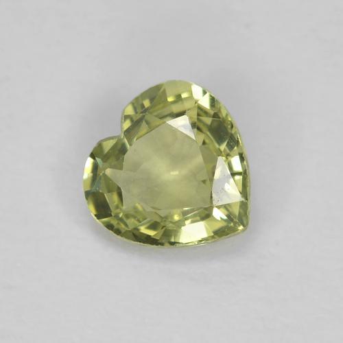 Safira Verde oliva Natural 0.36ct, Formato de coração, VVS-VS