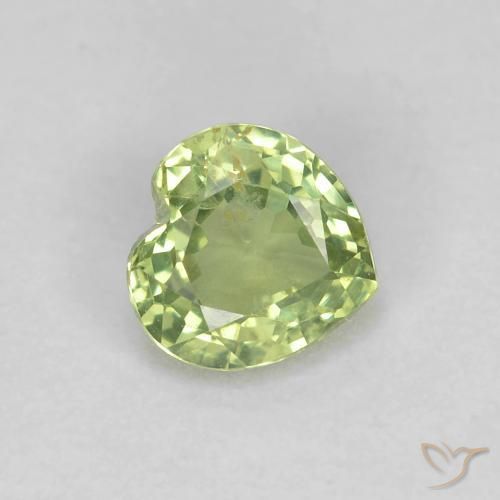Safira Verde oliva Natural 0.45ct, Coração, VS-SI