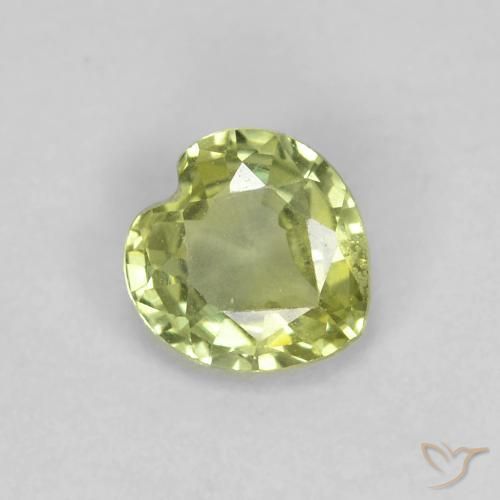 Safira Verde Limão Pálido Natural 0.39ct, Coração, VS