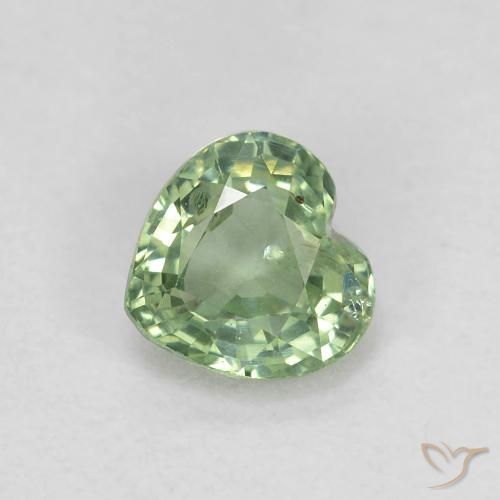 Safira Verde Sábio Claro Natural 0.48ct, Coração, VS