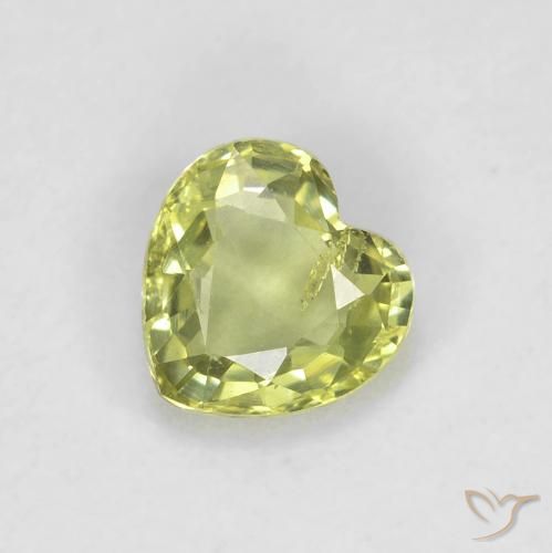 0.44ct Natural Amarelo verde Safira, Coração, VS