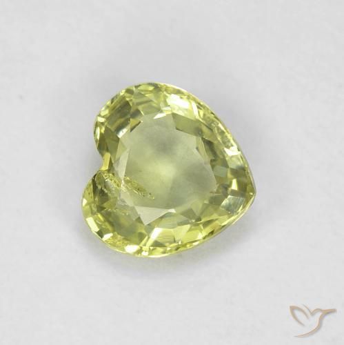 Safira Amarelo verde Natural 0.44ct, Coração, VS