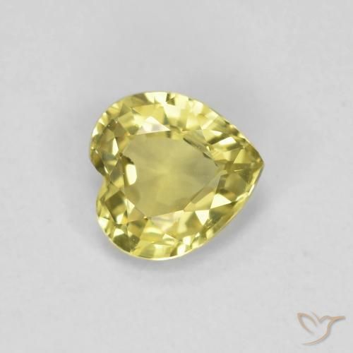 Safira Luz amarela Natural 0.42ct, Coração, VVS-VS