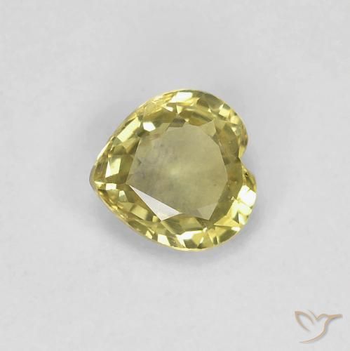 0.42ct Natural Amarelo Abacaxi Claro Safira, Coração, VVS