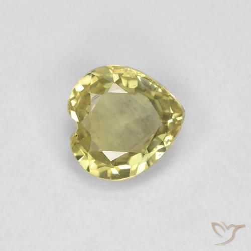 Safira Amarelo Abacaxi Claro Natural 0.42ct, Coração, VVS