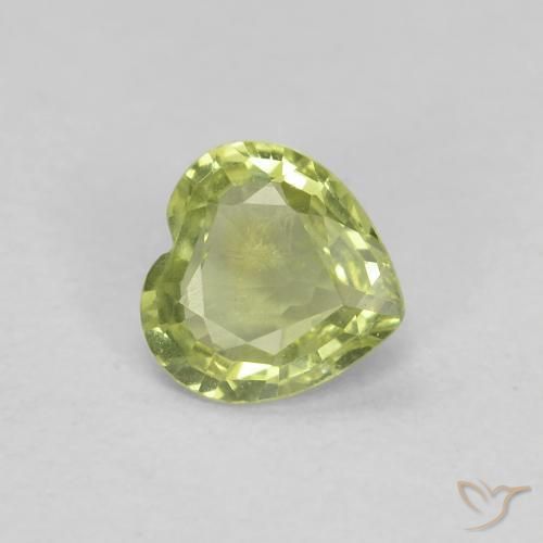 0.37ct Natural Amarelo Esverdeado Claro Safira, Coração, VVS