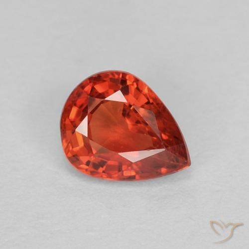Safira Vermelho brilhante Natural 0.36ct, Formato de pêra, VVS-VS