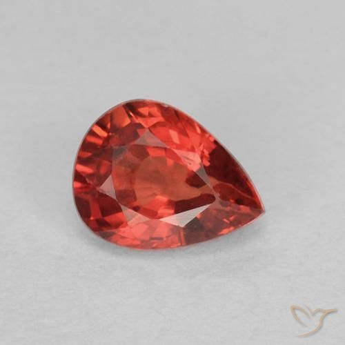 Safira vermelho intenso Natural 0.38ct, Formato de pêra, VVS-VS
