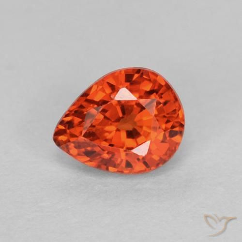 Safira laranja quente Natural 0.43ct, Formato de pêra, VVS-VS