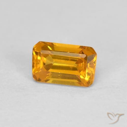 Safira dourado natural 0,50ct, corte esmeralda, VVS