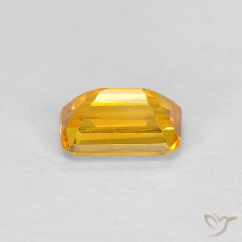Safira dourado natural 0,50ct, corte esmeralda, VVS