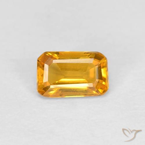 0.39ct Natural Laranja Dourado Profundo Safira, Corte Esmeralda, VVS