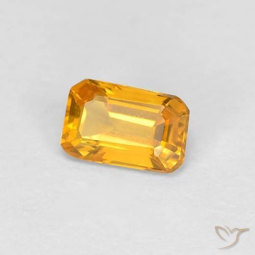 Safira Laranja Dourado Profundo Natural 0.39ct, Corte Octógono / Esmeralda, VVS