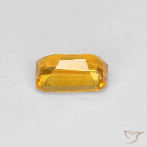 Safira Laranja Dourado Profundo Natural 0.39ct, Corte Octógono / Esmeralda, VVS
