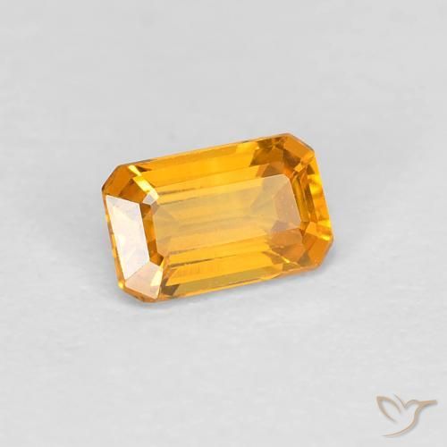 Safira Laranja-dourado médio Natural 0.38ct, Corte Octógono / Esmeralda, VVS