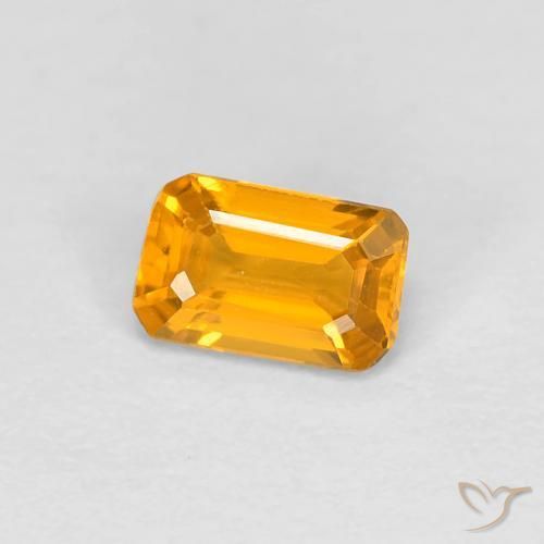 Safira Laranja-dourado médio Natural 0.38ct, Corte Octógono / Esmeralda, VVS